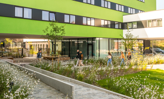 Upkot student building Campus Upkot on the Chaussée de Binche in Mons.